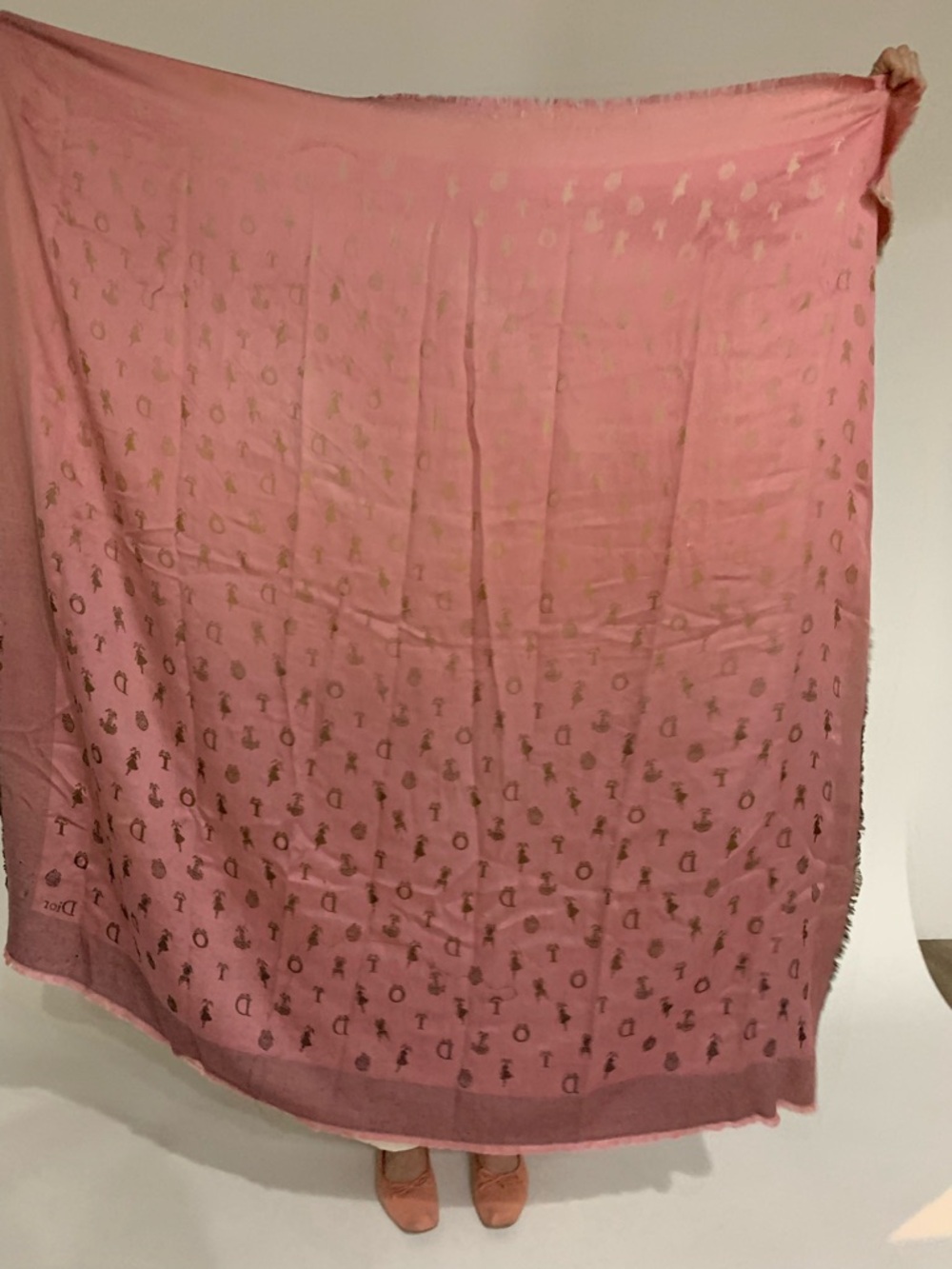 Dior Ombre Pink to Brown Signature Logo Shawl designer scarf - Picture 6 of 8